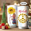 Personalized Peace Symbol And Sunflowers Tumbler Stay Trippy Little Hippie Tumbler Gifts For Hippies, Sunflowers Lovers 20 Oz Sports Bottle Stainless Steel Vacuum Insulated Tumbler