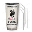 Judo Techniques Tumbler A Woman Who Knows Judo Stainless Steel Vacuum Insulated Double Wall Travel Tumbler With Lid, Tumbler Cups For Coffee/Tea, Perfect Gifts For Birthday Christmas Thanksgiving