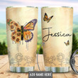 Personalized Sunflowers And Butterflies Cross Faith Tumbler Gifts For Butterfly Lovers On Birthday Christmas Thanksgiving 20 Oz Sports Bottle Stainless Steel Vacuum Insulated Tumbler