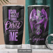 Purple Dragon Faith Personalized Tumbler Cup Christian Cross I Can Do All Things Through Christ Stainless Steel Vacuum Insulated Tumbler 20 Oz Great Gifts For Birthday Christmas Thanksgiving