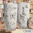 Personalized Faith Butterfly Sketch Faith Hope Love Stainless Steel Tumbler, 20 Oz Tumbler Cups For Coffee/Tea, Gifts For Birthday Christmas Thanksgiving, Perfect Gifts For Butterfly Lovers