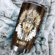 Personalized Wolf Native American Tumbler Listen To The Wind, It Talks Custom Name Gifts For Wolf Lover 20 Oz Sport Bottle Stainless Steel Vacuum Insulated Tumbler