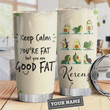 Avocado Yoga Personalized Tumbler Keep Calm You're Fat But Good Fat Stainless Steel Vacuum Insulated Tumbler 20 Oz Travel Tumbler With Lid Great Gifts For Birthday Christmas Thanksgiving