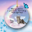 Personalized Pet Memorial Picture Ornament - Rainbow Angel Wings Blue Butterflies When You Feel Me In Your Heart Custom Circle Ornament Lost Loved Pet Memorial - Gifts For Dog Lover Cat Owner