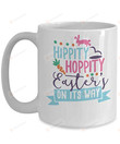 Hippity Hoppity Easter Bunny Ceramic Coffee Mug, Happy Easter Mug, Meaningful Gifts For Children Family Friends On Easter Birthday Xmas Thanksgiving, 11-15 Oz Coffee Mug