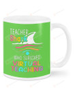Teacher Shark Survived Virtual Teaching, White Fins Mugs Ceramic Mug 11 Oz 15 Oz Coffee Mug