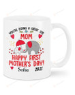 Personalized Elephant Mom Mug You're Doing Great Job Happy 1st Mother's Day Gifts For New First Mom To Be From Husband Parents Customized Name Ceramic Coffee 11Oz 15Oz