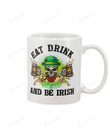 Leprechaun Eat Drink and Be Irish Mug Happy Patrick's Day , Gifts For Birthday, Anniversary Ceramic Coffee 11-15 Oz