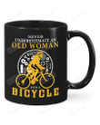 Never Underestimate An Old Woman With A Bicycle Mug Gifts For Birthday, Anniversary Ceramic Changing Color Mug 11-15 Oz