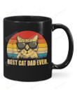 Best Cat Dad Ever Black Mug, Cool Retro Cat With SunGlasses 11 Oz 15 Oz Mug, Best Gifts For Cat Dad, Cat Lovers And Pet Lovers In Father's Day, Birthday, Christmas