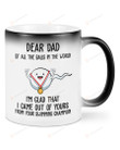 Personalized Dear Dad Of All The Balls In The World I'm Glad That I Came Out Of Yours White Mugs Ceramic Mug Best Gifts For Swimming Dad Swimmers Father's Day 11 Oz 15 Oz Coffee Mug