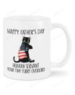 American Flag And Black Cat Mug Human Servant Your Tiny Furry Overlord Mug Best Gifts For Cat Dad, Cat Lovers, Pet Lovers On Father's Day 11 Oz - 15 Oz Mug
