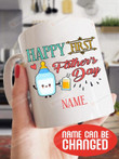 Personalized Happy First Father's Day White Mugs Custom Name Ceramic Mug Perfect Gifts For Dad From Baby Father's Day 11 Oz 15 Oz Coffee Mug