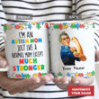 Personalized I'm An Autism Mom Mug Happy Valentine's Day Gifts For Birthday, Thanksgiving  Mother's Day Customized Name Ceramic Coffee 11-15 Oz Mug