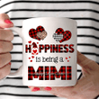 Personalized Happiness Is Being A Mimi, Red Tartan Heart Mugs Ceramic Mug 11 Oz 15 Oz Coffee Mug