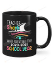Teacher Shark Survived 2020-2021 School Year, White Fin Mugs Ceramic Mug 11 Oz 15 Oz Coffee Mug