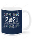 Senior 2021 The One Were They Were Quarantined, Mask And Needle Dark Blue Mugs Ceramic Mug 11 Oz 15 Oz Coffee Mug