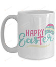 Happy Easter White Ceramic Coffee Mug, Easter Egg Mug, Happy Easter Mug, Meaningful Gifts For Family Friends On Easter Birthday Xmas Thanksgiving, 11-15 Oz Coffee Mug