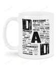 Dad Awesome Wild Love Rough Courageous Joy Smile Heart White Mugs Ceramic Mug Best Gifts For Dad From Daughter Father's Day 11 Oz 15 Oz Coffee Mug