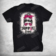 Support Squad Team Breast Cancer Warrior Messy Bun Bleached T-Shirt