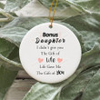 Bonus Daughter Christmas Ornament, Meaningful Ornament For Daughter In Law, Step Daughter, Christmas Decorations Circle, Heart, Star, Oval Ornament, Family Forever Love