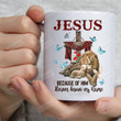 Lion And Lamb Under Wooden Cross Jesus Because Of Him Heaven Knows My Name Ceramic Mug Funny Gift For Family Birthday Christmas Thanksgiving Anniversary 11 Oz 15 Oz Coffee Mug