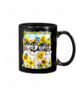 Siberian Husky Sunflower Babies From Heaven Black Mug Gifts For Memorial, In Heaven Anniversary Ceramic Changing Color Mug 11-15 Oz