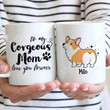 Personalized Funny Message To Corgeous Mom Mugs Corgi Dog Mom Mugs Best Mom Ever Mugs Dogs Mom Gifts Women's Day Mugs Happy International Women's Day Mother's Day Birthday Gifts To Corgi Dogs Lovers