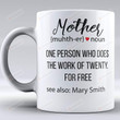 Personalized Gifts to Mom Mug Mother Definitions Mug One Person Who Does The Work of Twenty for Free Mug Coffee Mug Gifts Best Mother's Day Gifts for Mom from Son Daughter Mom Mug