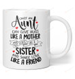 Only An Aunt Can Give Hugs Like A Mother Keep Secret Like A Sister and Share Like A Friend Mug Gifts For Birthday, Anniversary Ceramic Coffee Mug 11-15 Oz