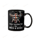 Easily Distracted By Bees And Books Mug Gifts For Birthday, Anniversary Ceramic Coffee 11-15 Oz