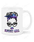 August Girl Mug Girl With Blue Headscarf Mug Best Gifts For August Girls On Birthday 11 Oz - 15 Oz Mug