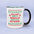 Jolliest Bunch Of Assholes Mug, Gift For Your Best Friend, Xmas Hot Chocolate Mug, Unique Gift Idea For Family, Coworker On Birthday, Christmas, Thanksgiving, Accent Mug 11 Oz