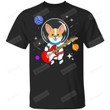 Astronaut Corgi Playing Guitar Funny T-Shirt