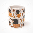 Fall Cats Mug, Pumpkin Spice Cat, Halloween Kitties, Cats Of Fall, Cats And Pumpkins, Fall Theme Coffee Cup, Cat Coffee Cup