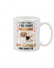 Beagle First Thing I See Every Morning Is A Beagle Who Loves Me Mug Gifts For Animal Lovers, Birthday, Anniversary Ceramic Changing Color Mug 11-15 Oz