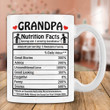 Funny Father's Day Gift Grandpa Nutrition Facts Mug Gift For Grandpa From Grandson Granddaughter On Anniversary Birthday Father's Day
