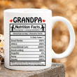 Funny Father's Day Gift Grandpa Nutrition Facts Mug Gift For Grandpa From Grandson Granddaughter On Anniversary Birthday Father's Day