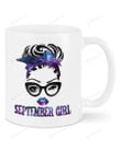 September Girl Galaxy Mug, Wink Eye Woman Face Ceramic Coffee Mug