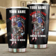 Personalized Fishing American Flag Stainless Steel Wine Tumbler Cup