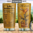 Personalized Golfer Nutrition Facts Golf Stick Wooden Pattern Stainless Steel Tumbler Cup