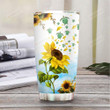 Personalized Green Sea Turtle Sunflower Stainless Steel Tumbler Cup