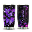 Personalized God Faith Hope Purple Butterfly Stainless Steel Wine Tumbler Cup
