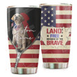 Personalized Labrador United States Flag, Land Free Because Of The Brave Stainless Steel Tumbler Cup