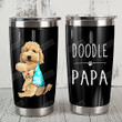 Doodle Papa Dog Tatoo I Love Dad Dog Dad Black Stainless Steel Tumbler Cup