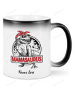 Mama Mug - Mamasaurus T-Rex Dinosaur Funny Mama Saurus Family Matching Cup For Mother's Day - Family Color Changing Mug For Mom