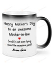 Personalized Happy Mother's Day To An Awesome Mother-In-Law Mug Coffee Mug Custom Mom Mug Gifts For Mother-In-Law From Daughter-In-Law Birthday Gifts For Mom Mother's Day Mug Gifts For Mom 11 15oz Mug