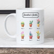 Cute Cactus Grandma Cups, Personalized With Name Grandma's Garden Mug, Great Ideas To Grandma From Granddaughter, Gift For Grandma, Perfect Ideas Gift To Mommy, Grandma, Sister On Mother's Day