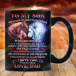 Personalized Sometimes It's Hard To Find Words To Tell You How Much You Mean To Me Lion Ceramic Mug, Gift For Son From Dad, Father's Day