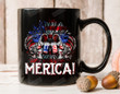Merica Funny Fishing Ceramic Mug, Gifts For Fishing Dad, Beer Lovers, Gifts For Fishing Lovers, Gifts For Him, Fathers Day Gifts, 4th Of July American Flag